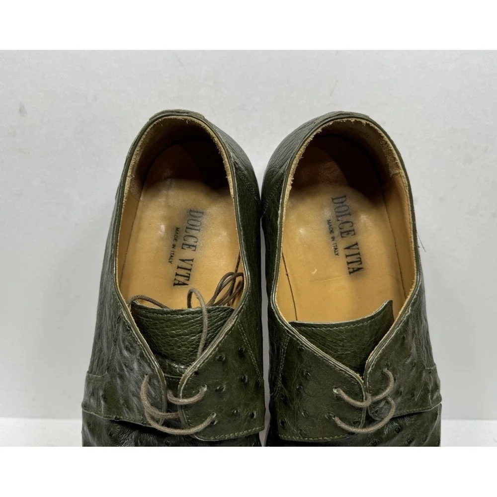 Dolce Vita Made in Italy Green Ostrich Handmade Dress Shoe Men's Size 10.5‎